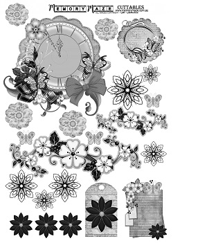 Black white, grayscale flowers, door tag, tags butterflies,min b